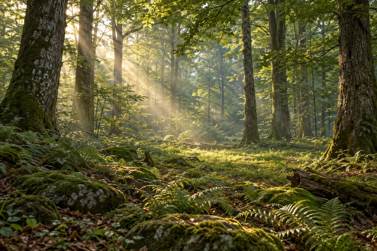 A lush green forest, one of the Story Mode scenes